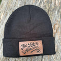 FTA Black Beanie with Leather Patch