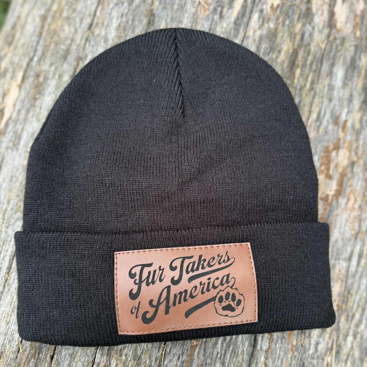 FTA Black Beanie with Leather Patch