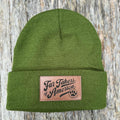 FTA Green Beanie with Leather Patch