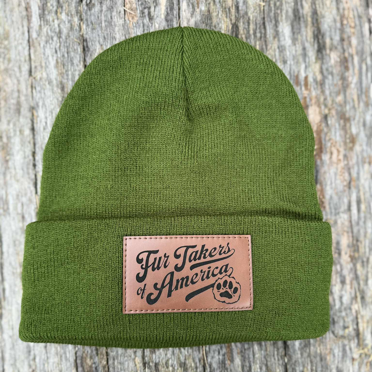 FTA Green Beanie with Leather Patch