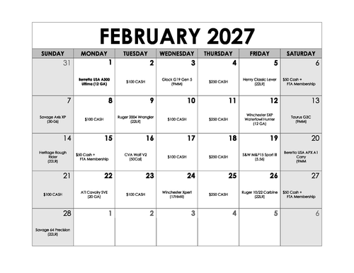 2027 FTA Sportsmen's Calendar Raffle